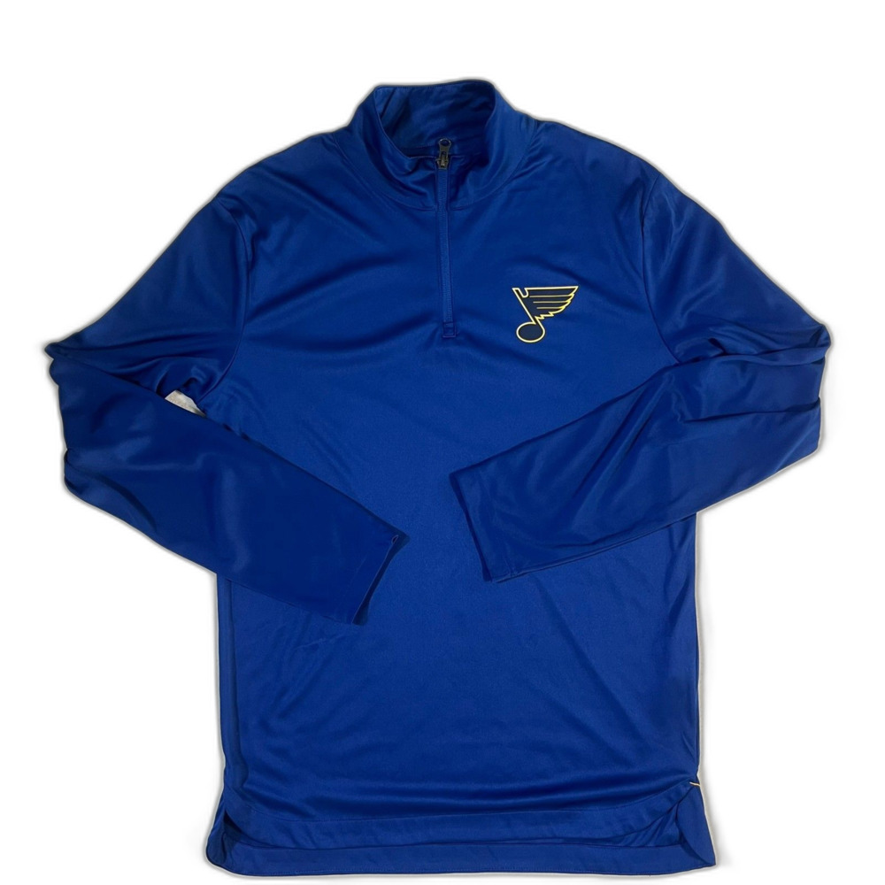 St Louis Blues NHL Fanatics Dry Fit 1/4 Zip Blue Hockey Men Shirt Medium EUC